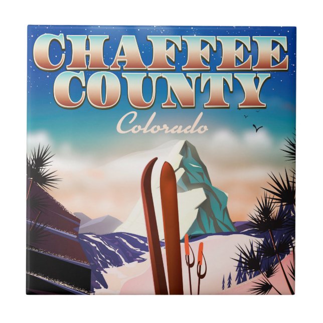 Cartaz de esqui do Condado de Chaffee, Colorado. (Frente)