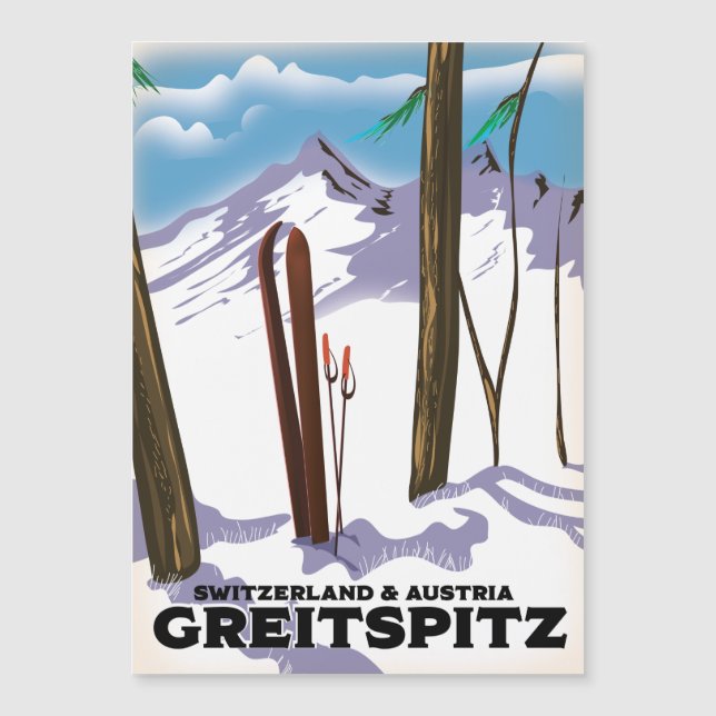 Cartaz de esqui Greitspitz Suíça & Áustria (Frente)