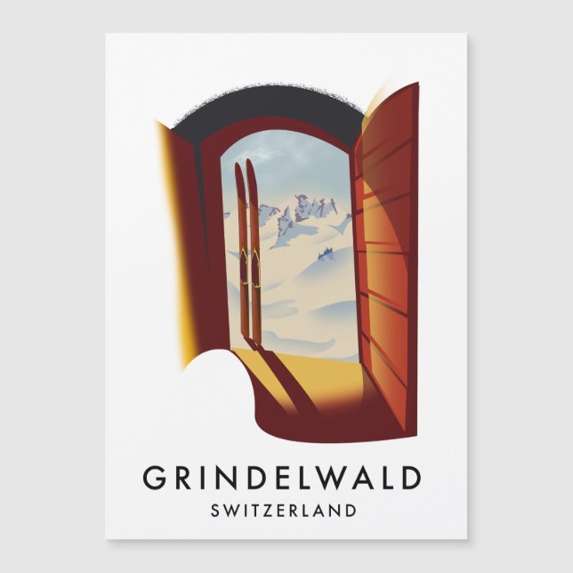 Cartaz de esqui Grindelwald Suíça (Frente)