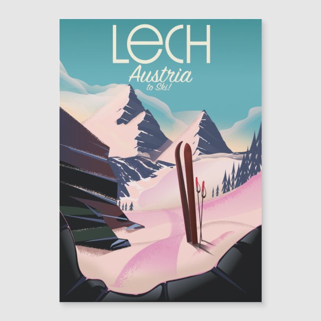 Cartaz de esqui Lech Áustria. (Frente)