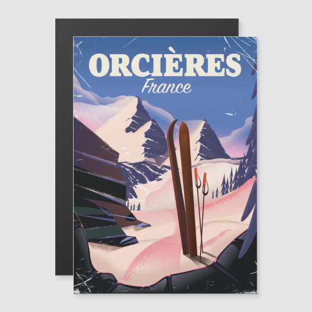Cartaz de esqui ORCIÈRES frança (Frente/Verso)