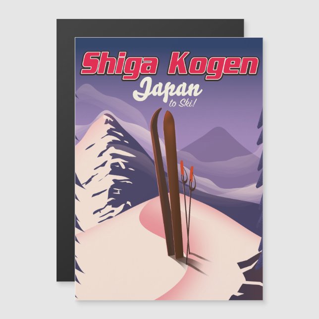 cartaz de esqui shiga kogen japão (Frente/Verso)