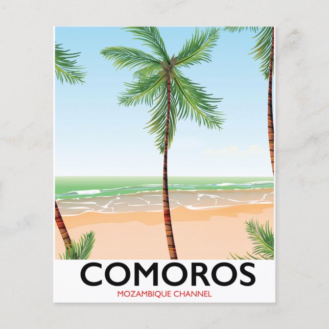 cartaz de férias da ilha Comores. (Frente)