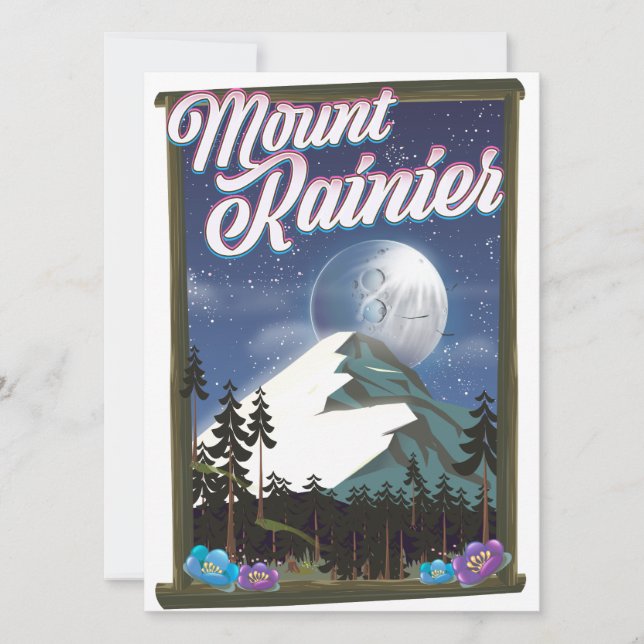 Cartaz de férias do Monte Rainier. (Frente)