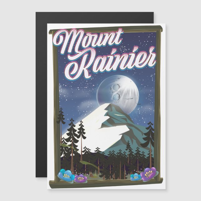 Cartaz de férias do Monte Rainier. (Frente/Verso)