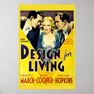 Cartaz de filme Design for Living 1933 IMPRESSÃO A