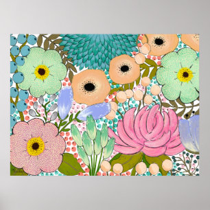 Cartaz de Impressão Artística Botânica Floral