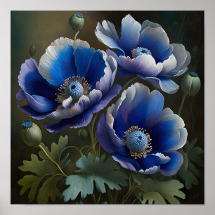 Cartaz de Impressão Artística de Flores de Anêmona