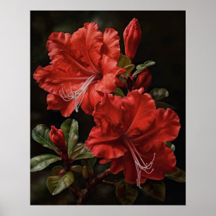 Cartaz de Impressão Artística de Flores de Azaléia