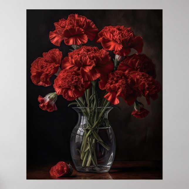 Cartaz de Impressão Artística de Flores de Cravo V (Frente)