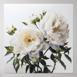 Cartaz de Impressão Artística de Flores de Peônia