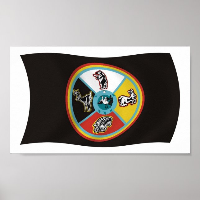 Cartaz de Impressão da Bandeira da Tribo Sault Ste (Frente)
