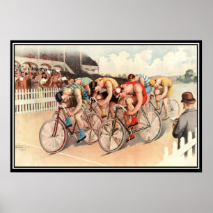 Cartaz de impressão da corrida de bicicleta antiga