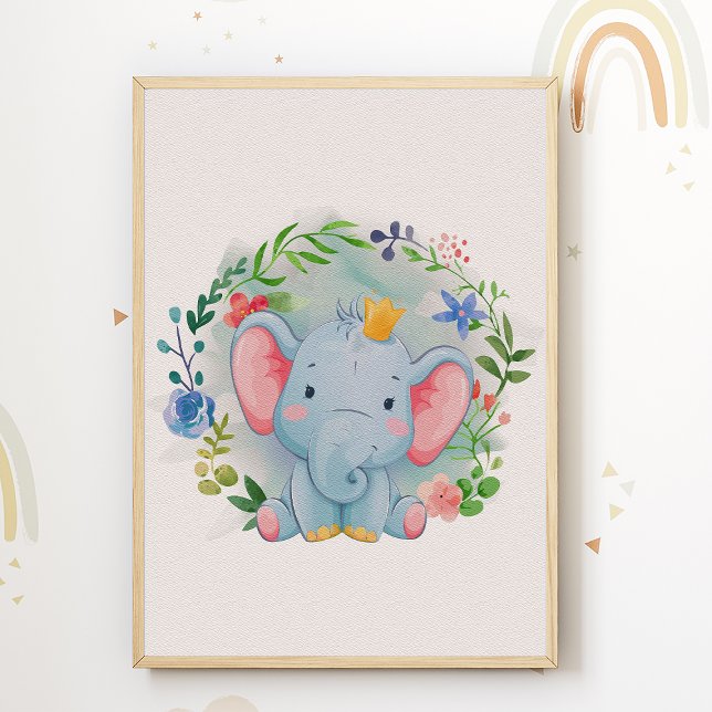 Cartaz de Impressão da Floral do Elefante para Qua (Criador carregado)