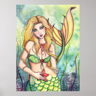 Cartaz de impressão da linda sereia por Molly Harr