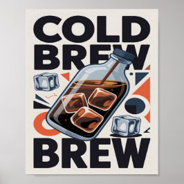 Cartaz de Impressão de Arte de Café Cold Brew Retr