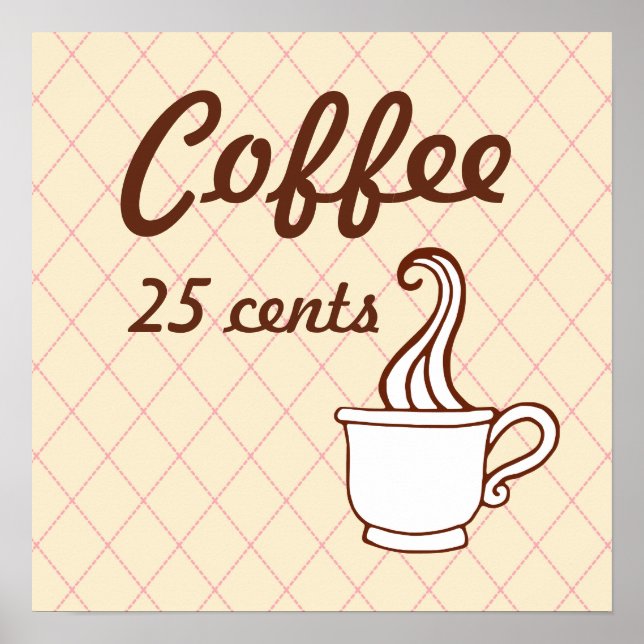Cartaz de Impressão de Arte de Café Retro (Frente)