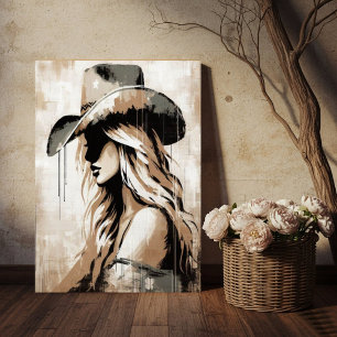 Cartaz de Impressão de Arte de Cowgirl Pintada Oci