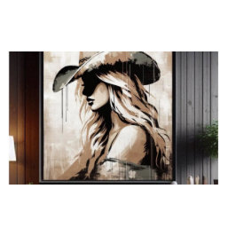Cartaz de Impressão de Arte de Cowgirl Pintada Oci