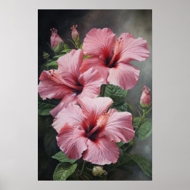 Cartaz de Impressão de Arte de Flor de Hibisco Ros