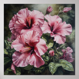 Cartaz de Impressão de Arte de Flor de Hibisco Ros