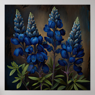 Cartaz de Impressão de Arte de Flor de Lupino Azul