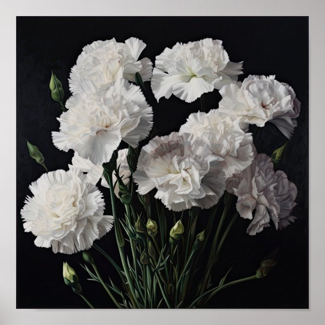 Cartaz de Impressão de Arte de Flores de Cravo Bra (Frente)