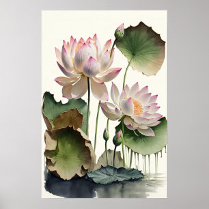 Cartaz de Impressão de Arte de Flores de Lótus Bra