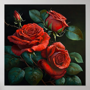 Cartaz de Impressão de Arte de Flores de Rosas Ver