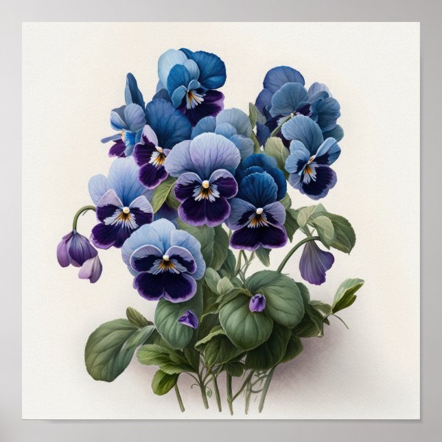 Cartaz de Impressão de Arte de Flores de Violetas  (Frente)