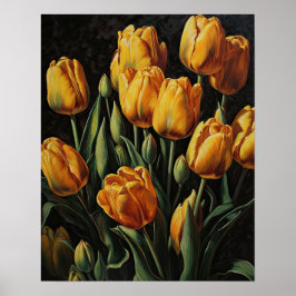 Cartaz de Impressão de Arte de Tulipas Amarelas