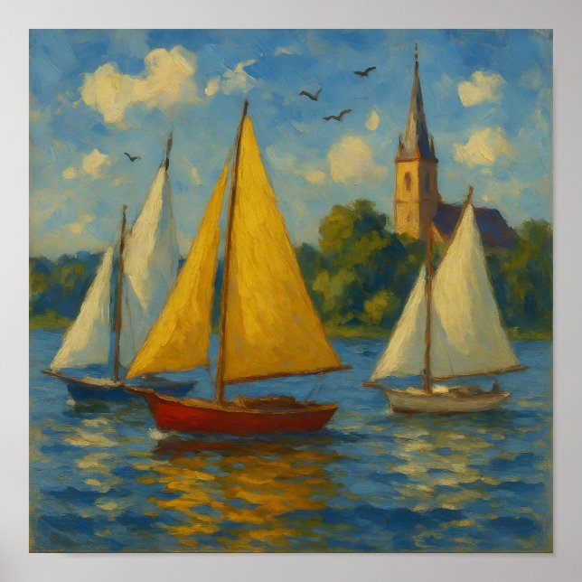 Cartaz de impressão de barcos à vela (Frente)