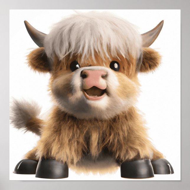 Cartaz de impressão de bezerro fofo de vaca das Te (Frente)