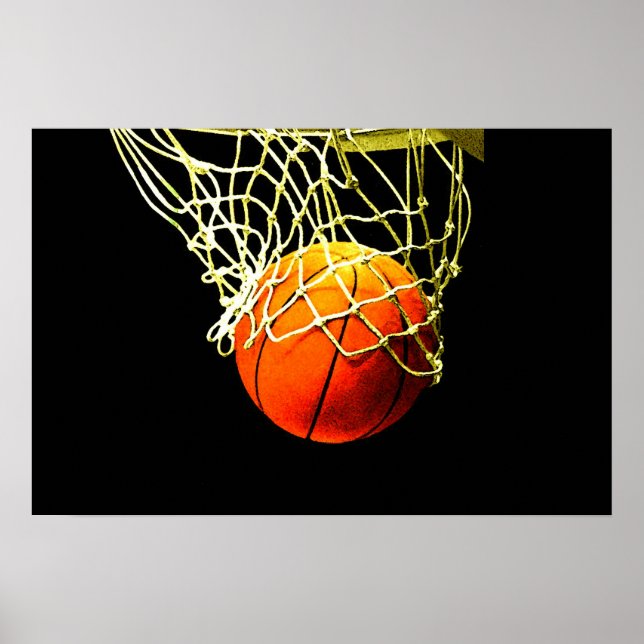 Cartaz de Impressão de Bola e Rede de Basquetebol (Frente)