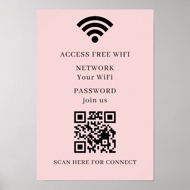 Cartaz de Impressão de Código QR de WiFi para Cone (Frente)