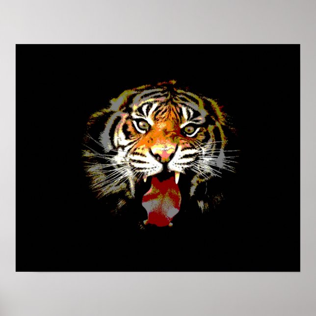 Cartaz de Impressão de Tigre - Estilo de Arte Pop  (Frente)