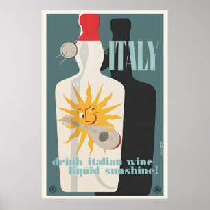 Cartaz de Impressão de Vinho Italiano Vintage Pres