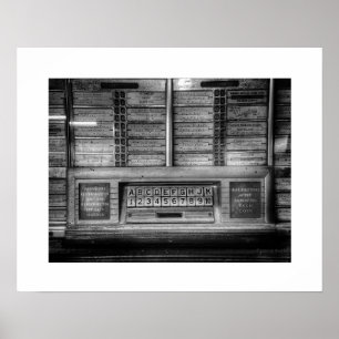 Cartaz de Impressão Jukebox Preto e Branco