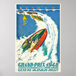 Cartaz de Impressão Vintage 1948 Grand Prix Racing