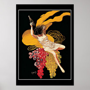 Cartaz de impressão vintage de uvas de vinho Art D