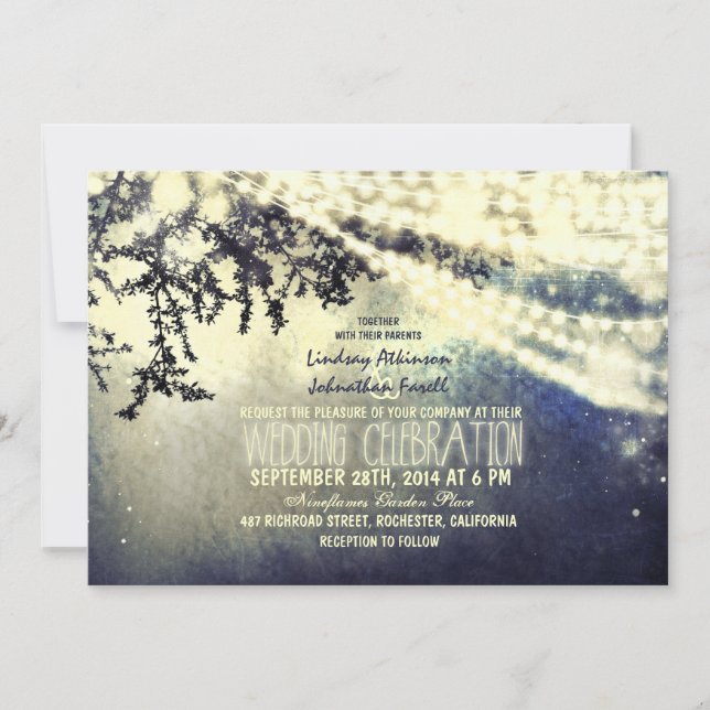 cartaz de luzes convite para casamento (Frente)