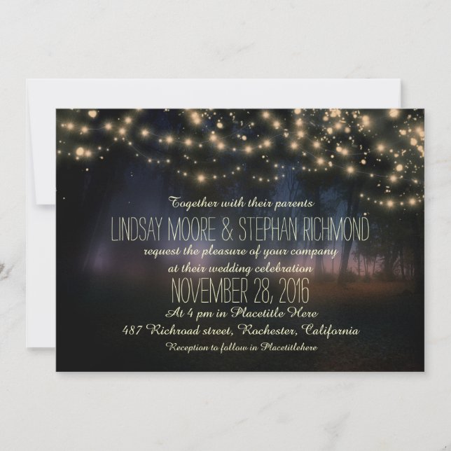 cartaz de luzes convite para casamento (Frente)
