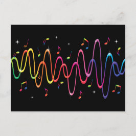 Cartaz de notas musicais de ondas sonoras colorida