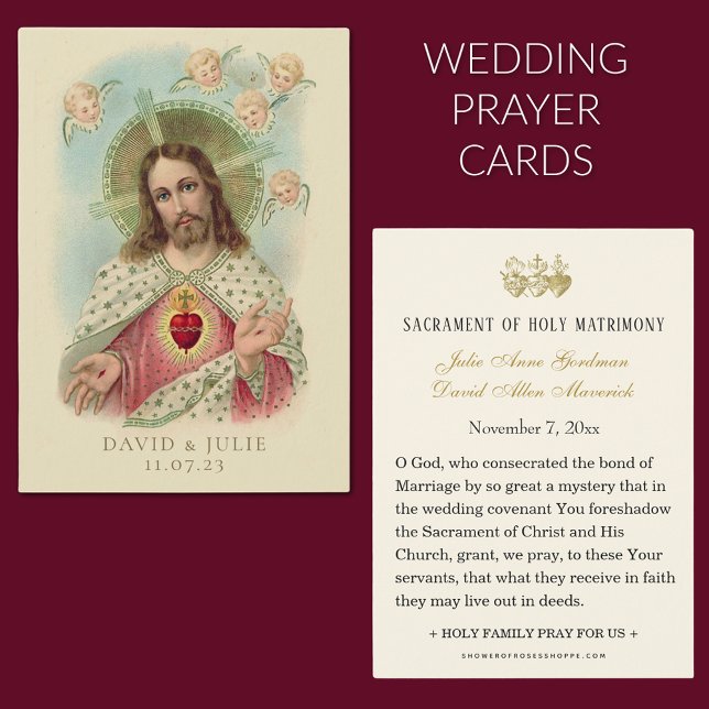 Cartaz de oração de casamento católico sagrado de  (Sacred Heart of Jesus Catholic Wedding Prayer Cards)