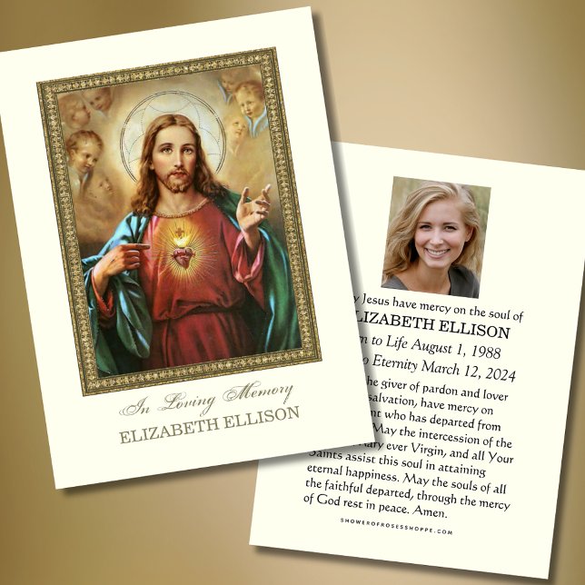 Cartaz de oração funerária católico sagrado de Jes (Criador carregado)