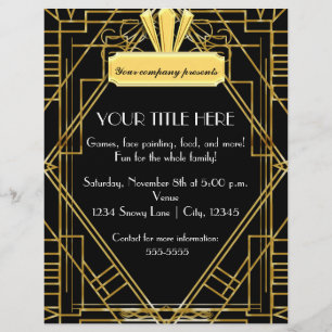 Cartaz de Panfleto de Evento Glam Black Gold Art D