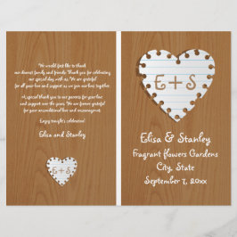 Cartaz de papel no programa de casamento dobrado e