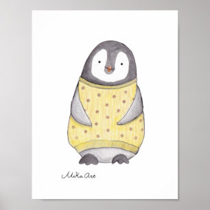Cartaz de Pinguim Fofo Pinguim Feliz Impressão par