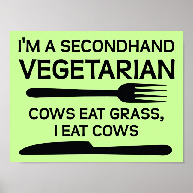 Cartaz de Poster Engraçado Vegetariano de Segunda  (Frente)