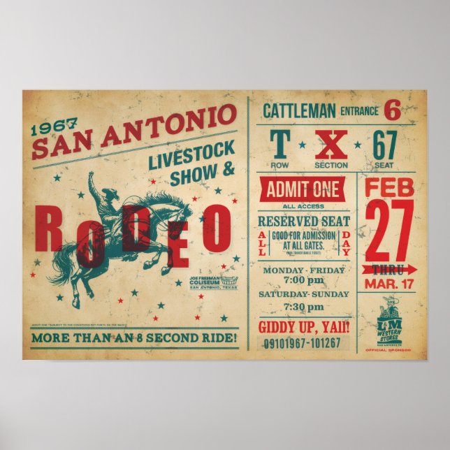 Cartaz de Rodeio Vintage – Impressão de Arte Ocide (Frente)
